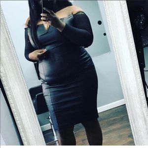 Faux leather black dress